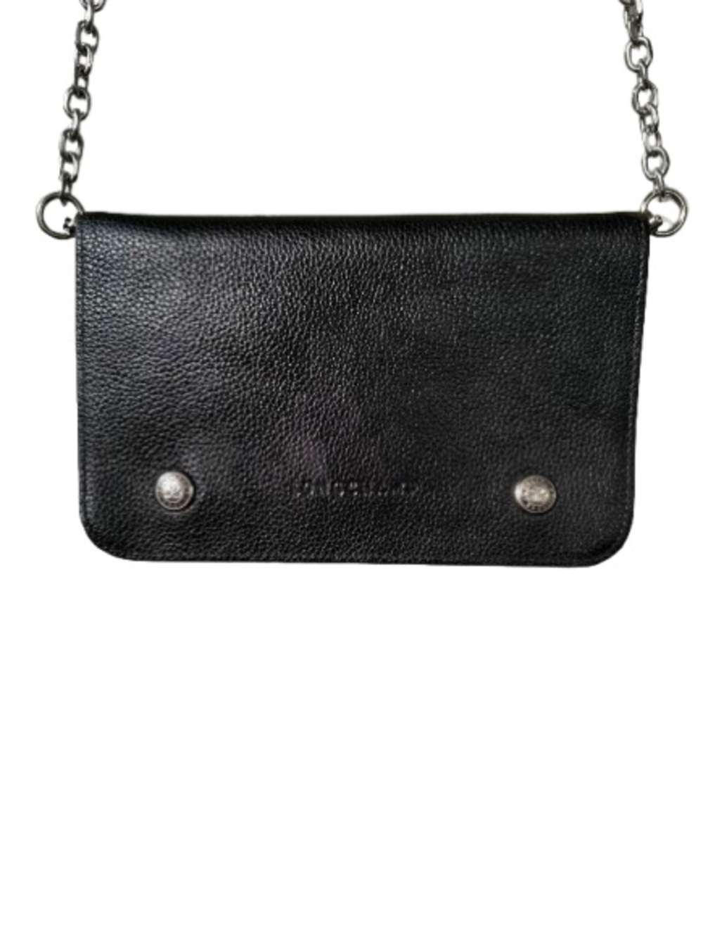 Longchamp Le Foulonné Pebbled Leather Wallet on Chain (WOC)